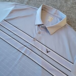 Callaway Men's Blue Polo with Black Stripes